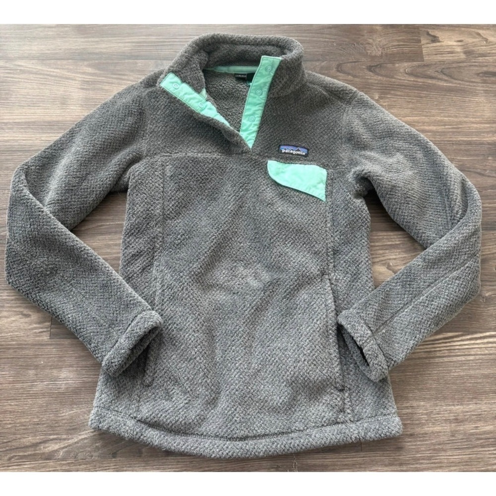Patagonia Re-Tool Snap-T Fleece Pullover Grey Mint Green XXS Gorpcore Granola